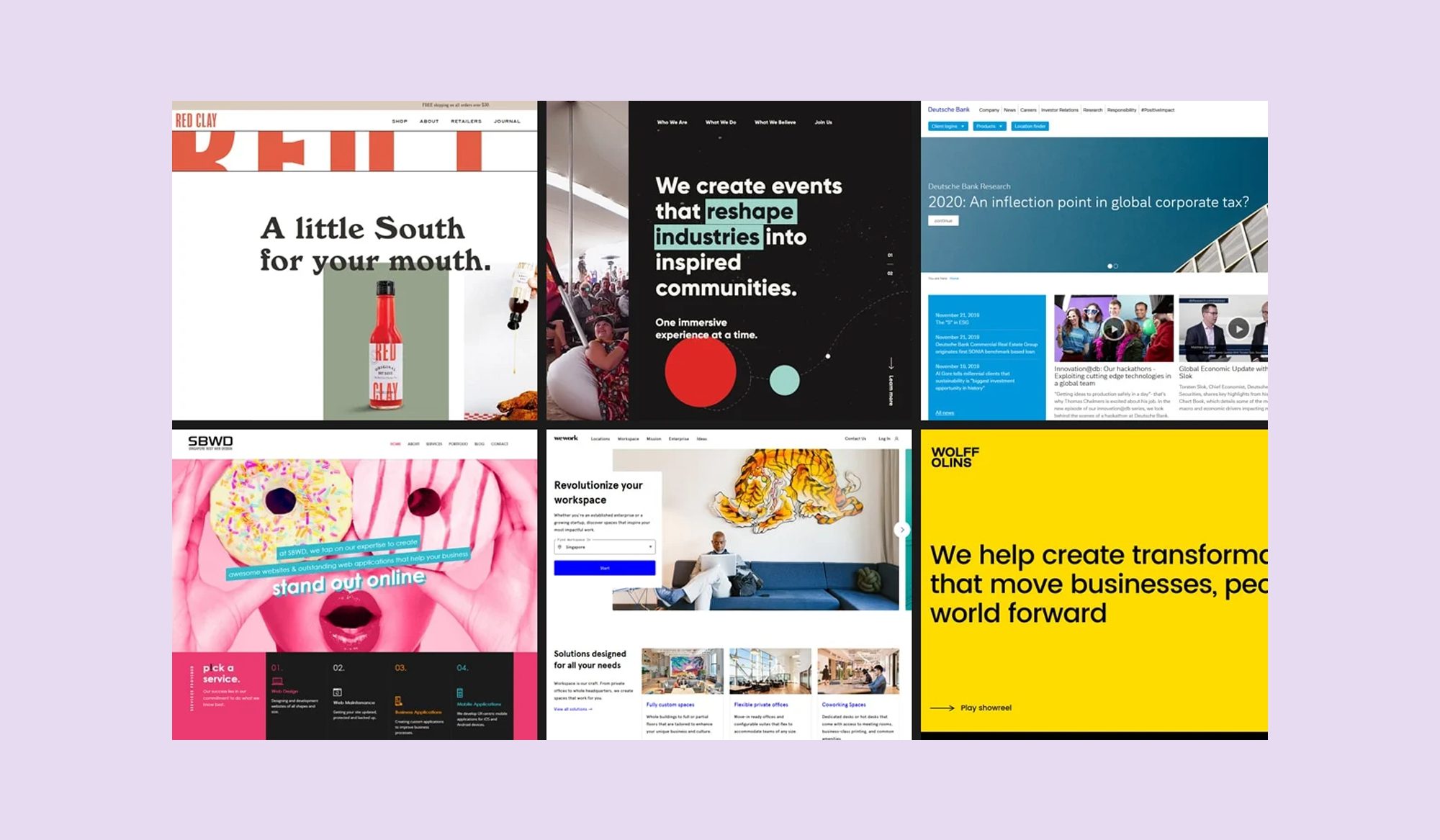 Collage of diverse website designs for a Singapore web development agency.