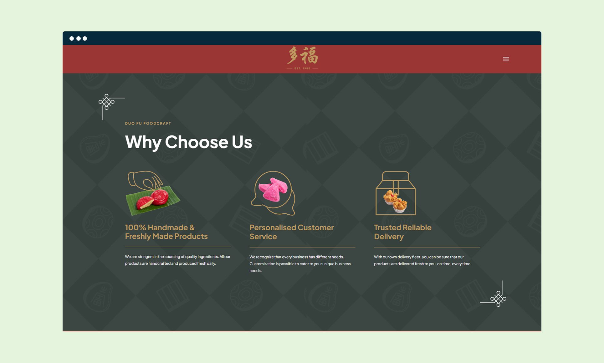 Singapore web design page highlighting craftsmanship and reliable services.