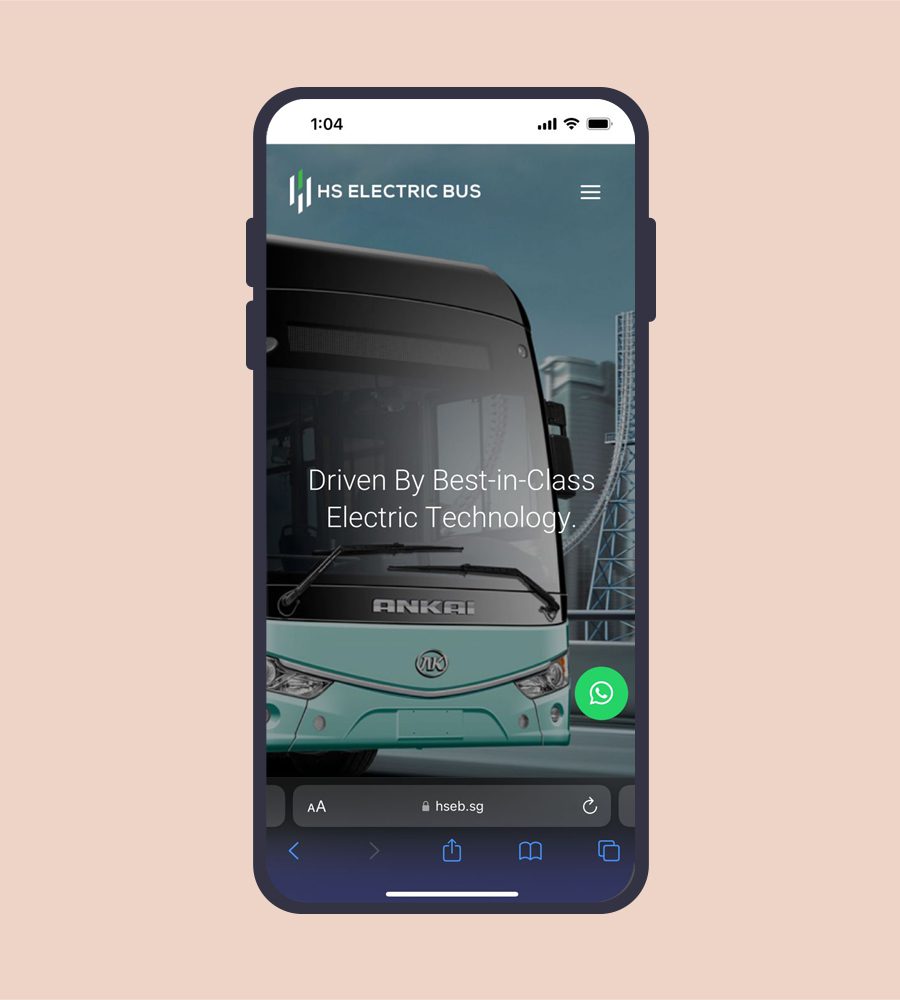 HS Electric Bus website mobile screenshot