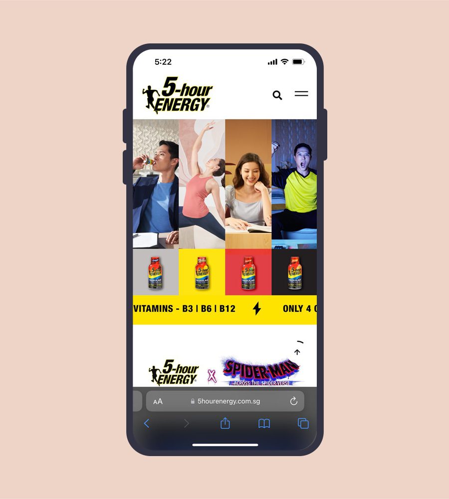 5-Hour Energy website design, mobile view