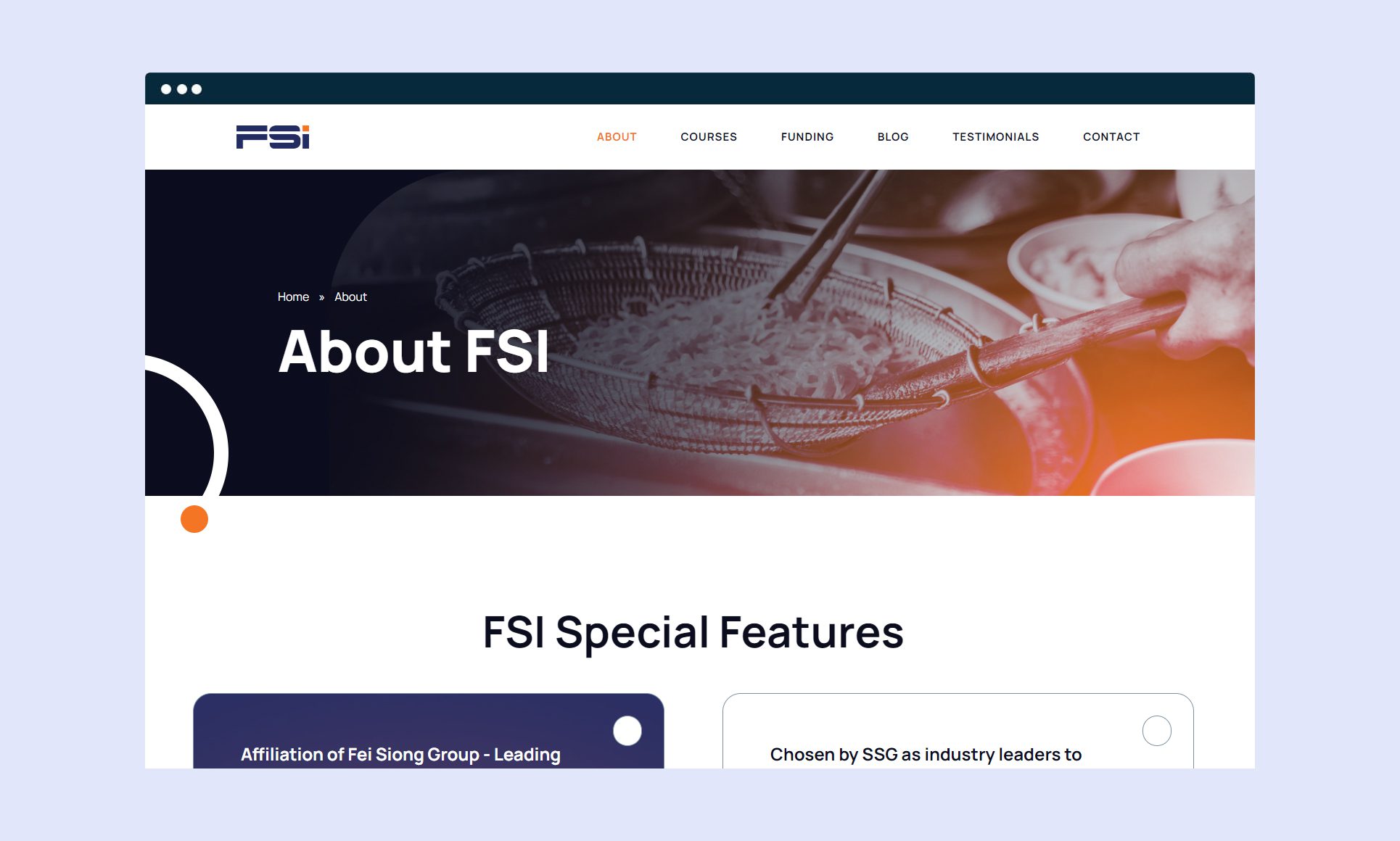Fei Siong website, about section