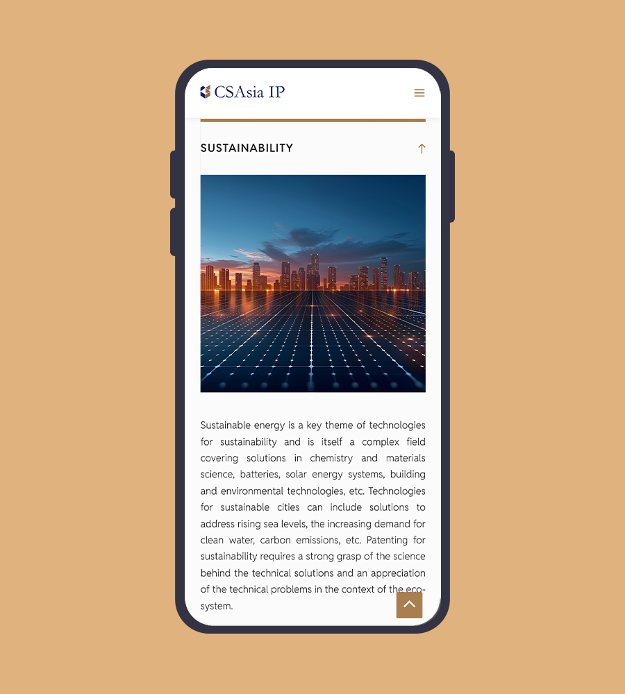 Mobile-friendly web design featuring sustainability theme and urban skyline.