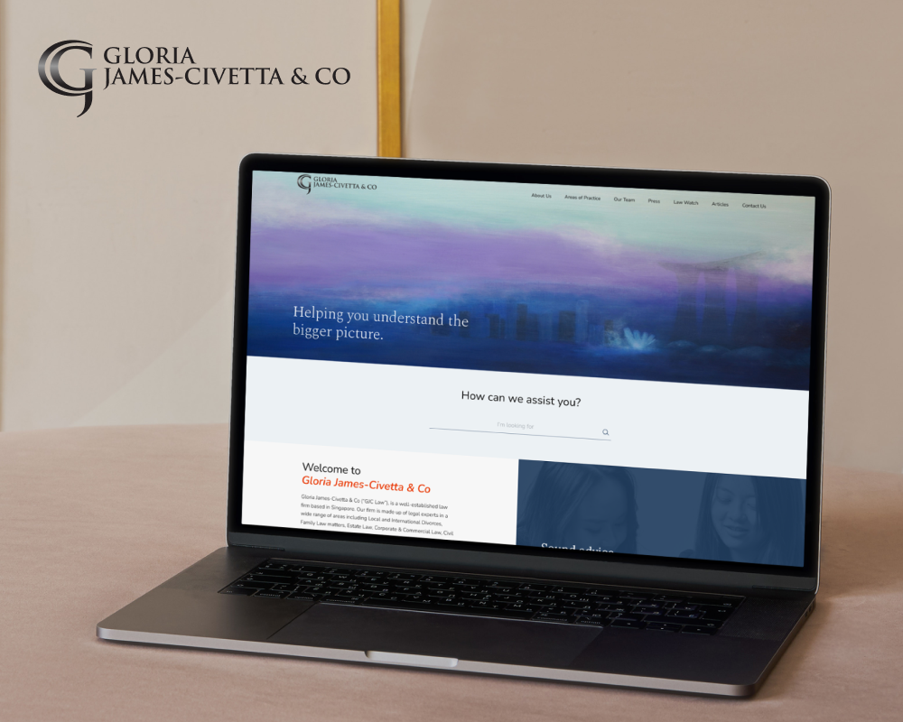 Modern web design showcased as an example for a Singapore-based business website.