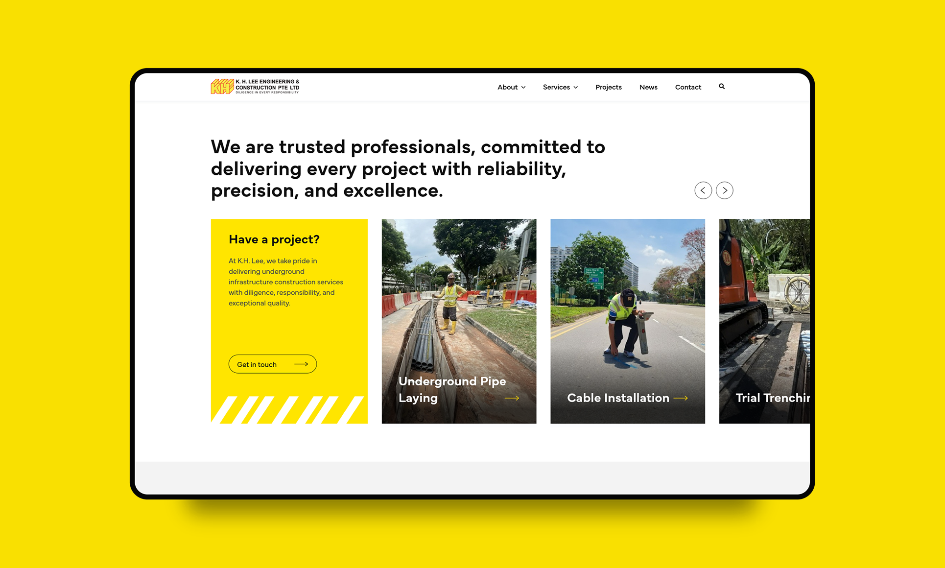 Modern web design interface with vibrant graphics for a Singapore business website.