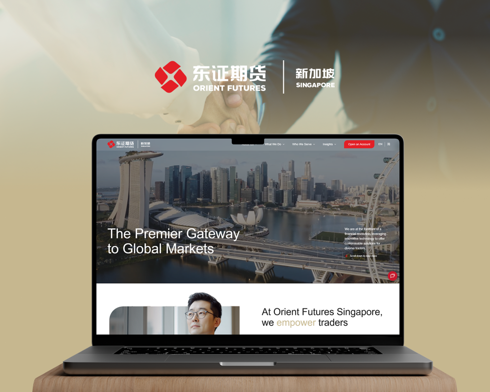 Modern web design layout for a Singapore-based digital agency.